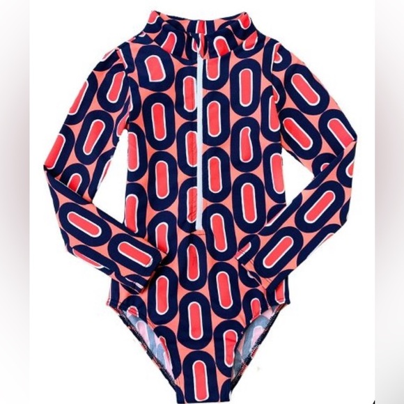 NWOT! Girls Abstract Rash Guard One
Piece Swimsuit - Mia Belle Girls - Picture 4 of 7